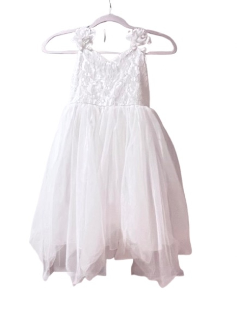 🆕- White Floral Bodice Bow Tulle Dress for Girls. Size: 6